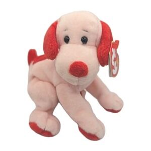 2004 Ty Beanie Baby "Lovey-Dovey" Retired Valetine Pink Red Dog BB14